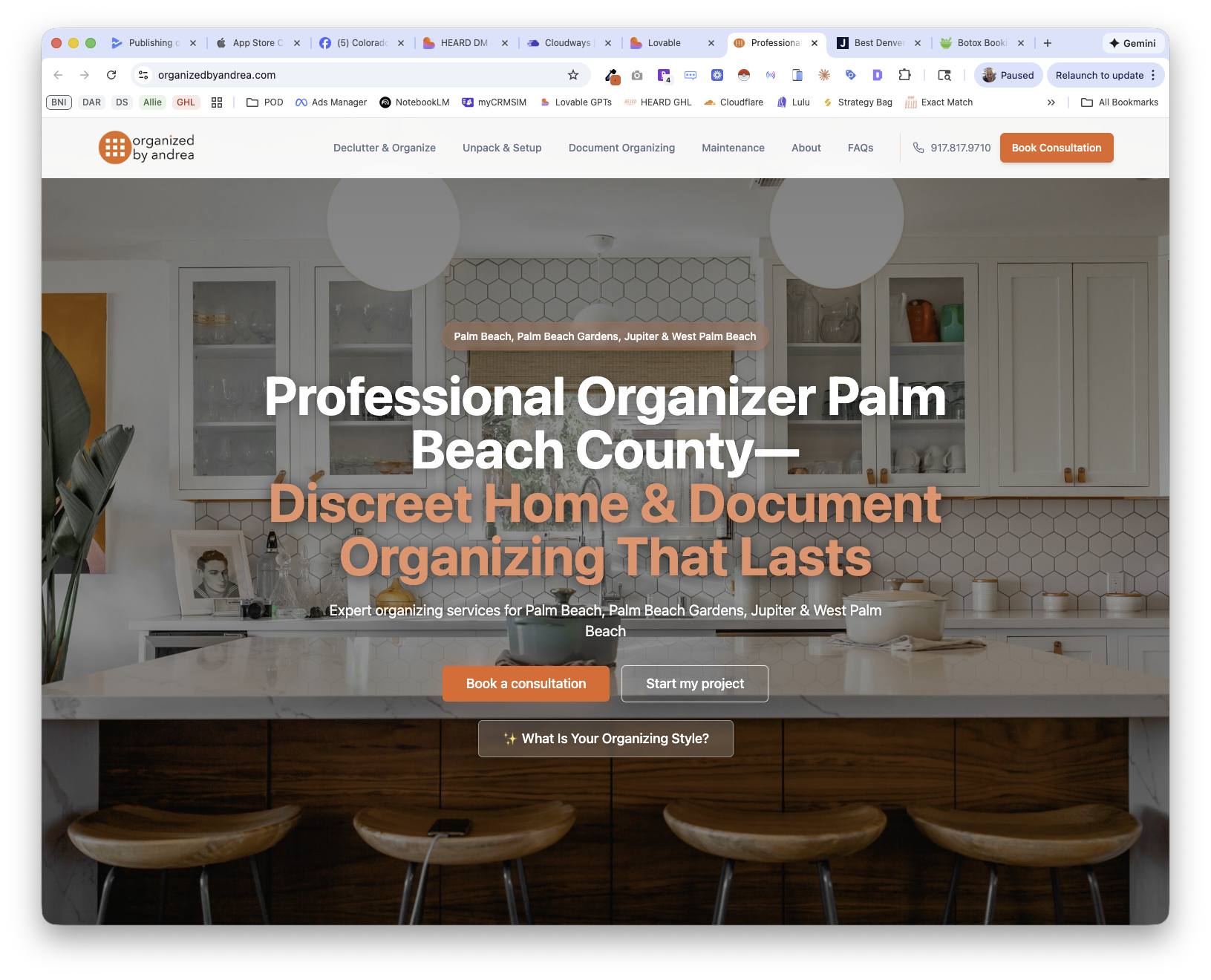 Organized by Andrea website screenshot
