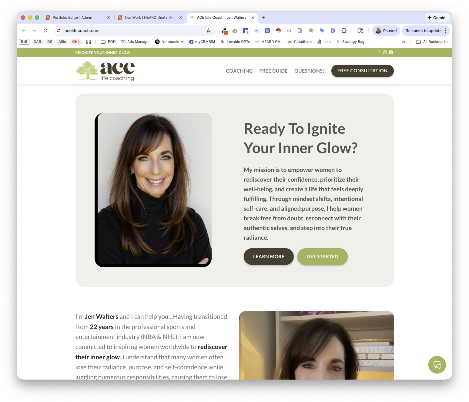 Ace Life Coach website screenshot