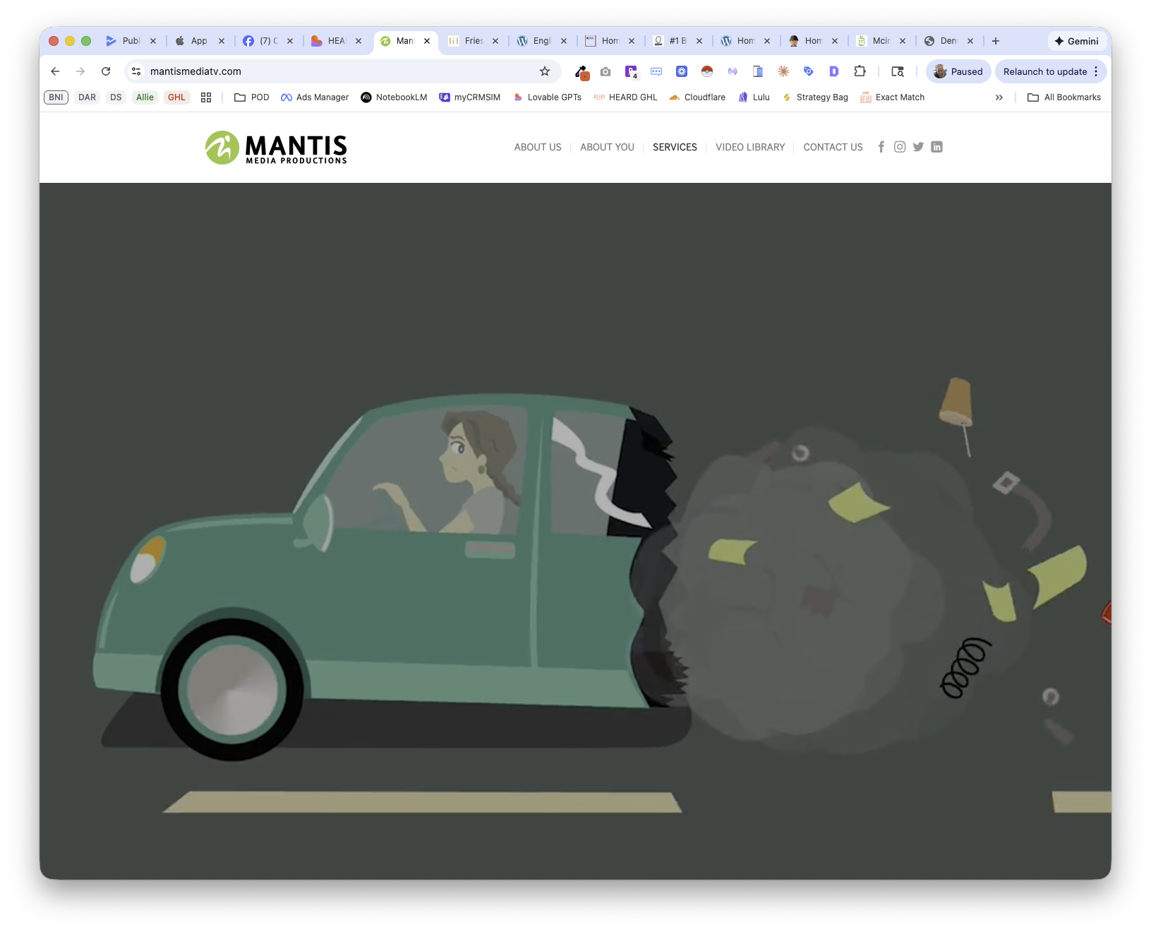 Mantis Media Productions website screenshot