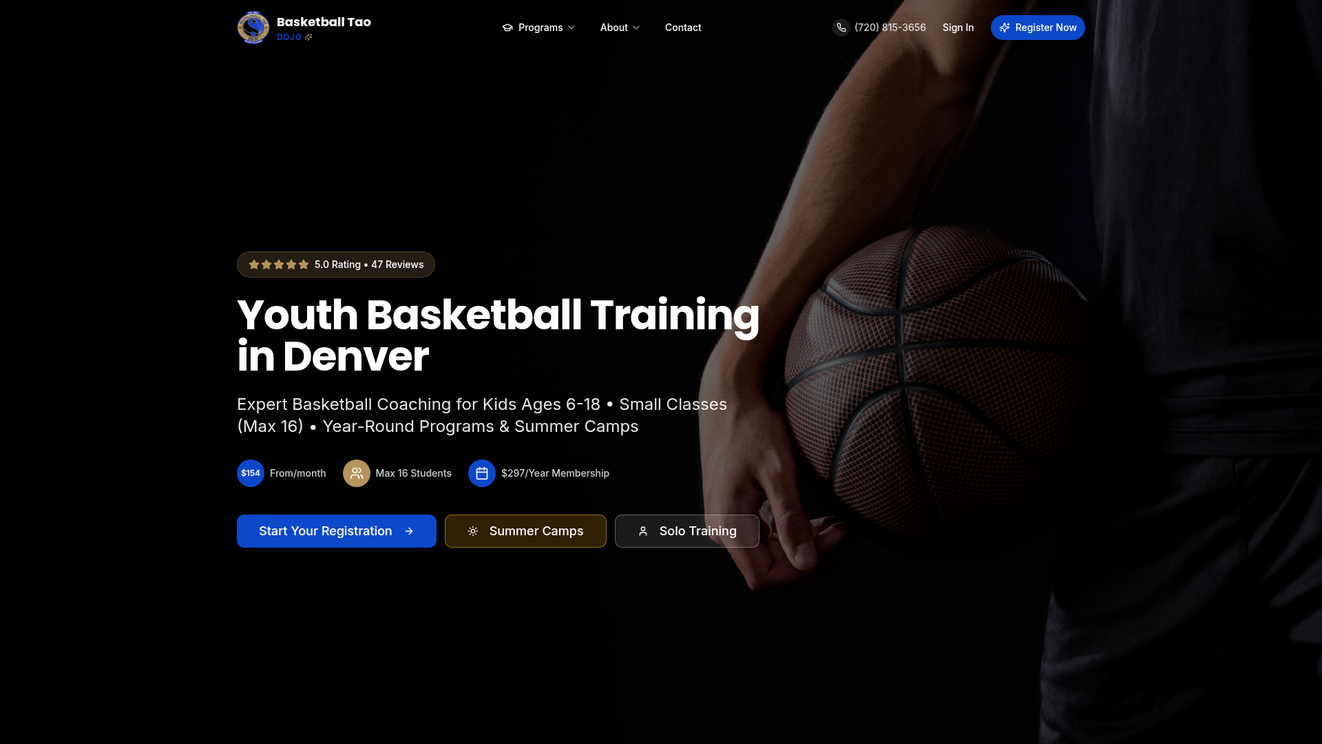 Basketball Tao DOJO website screenshot