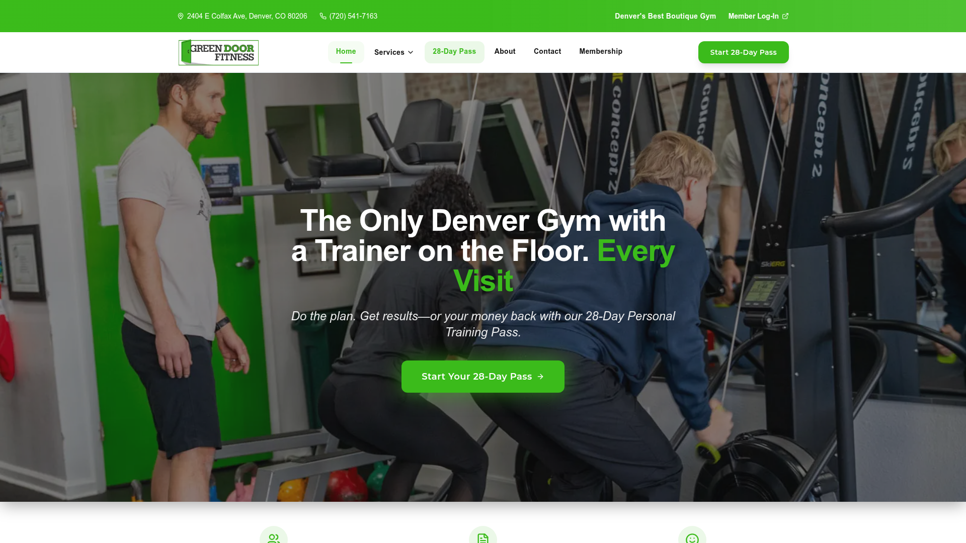 Green Door Fitness website screenshot