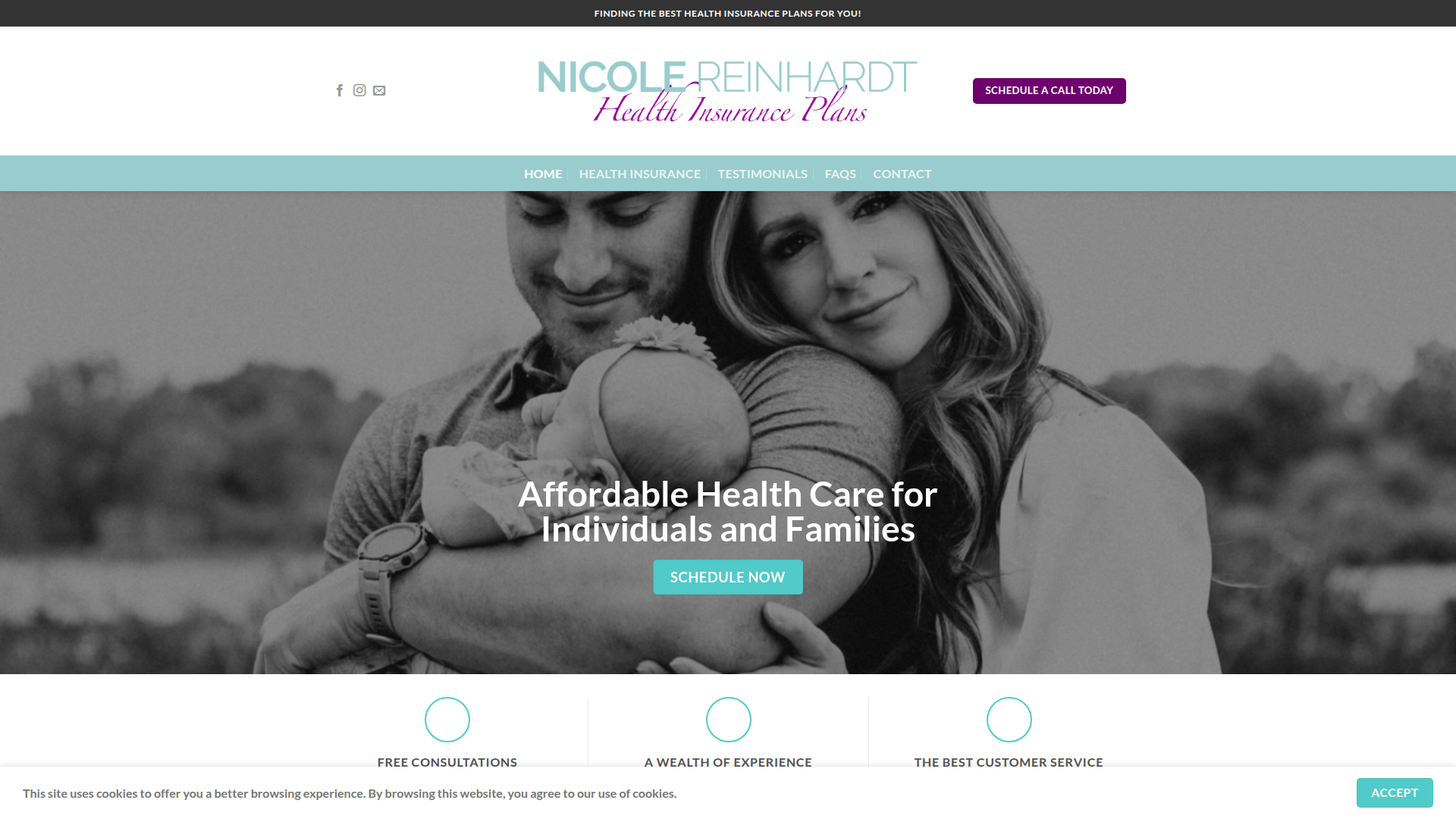 Nicole Reinhardt Health Insurance Plans website screenshot