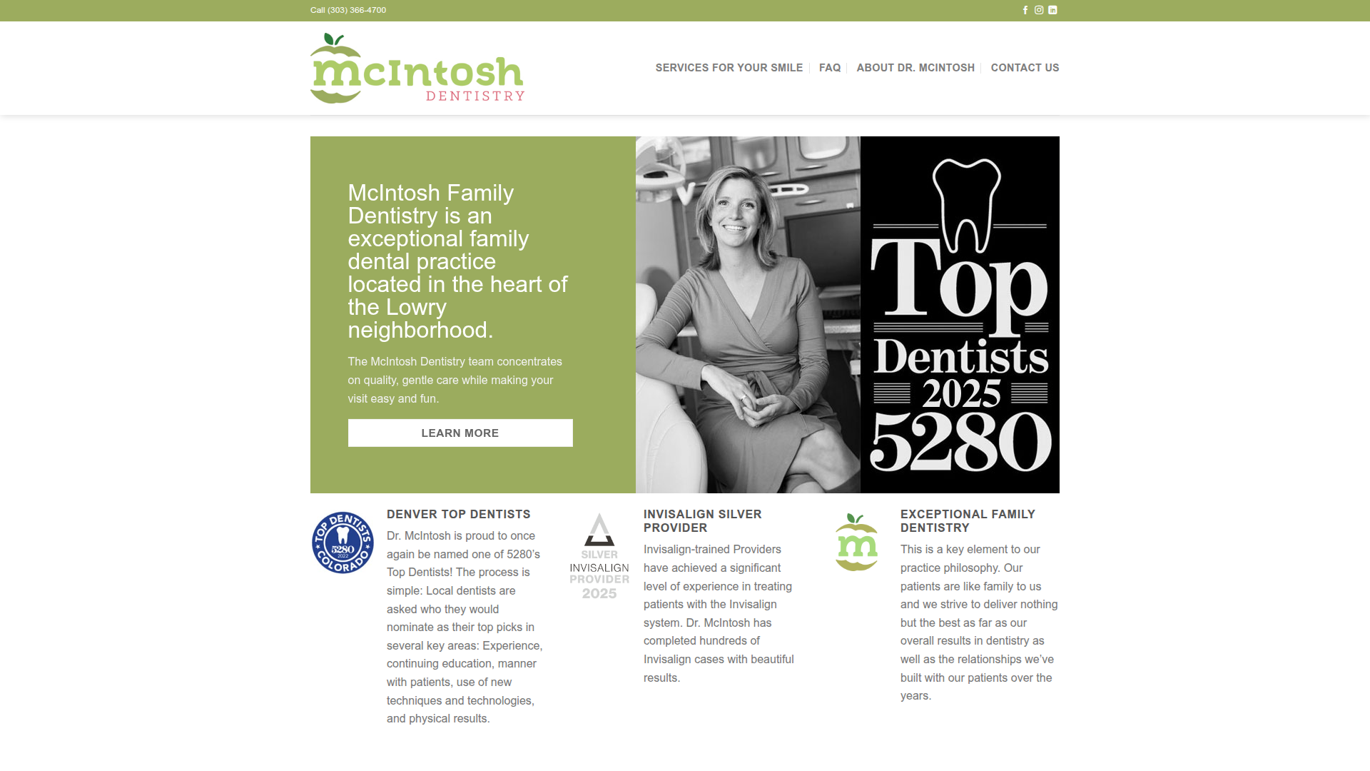 McIntosh Dentistry website screenshot