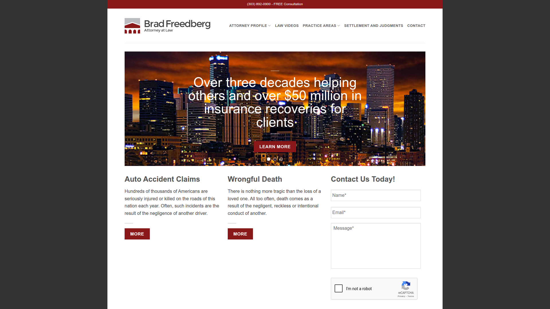 Brad Freedberg Attorney at Law website screenshot